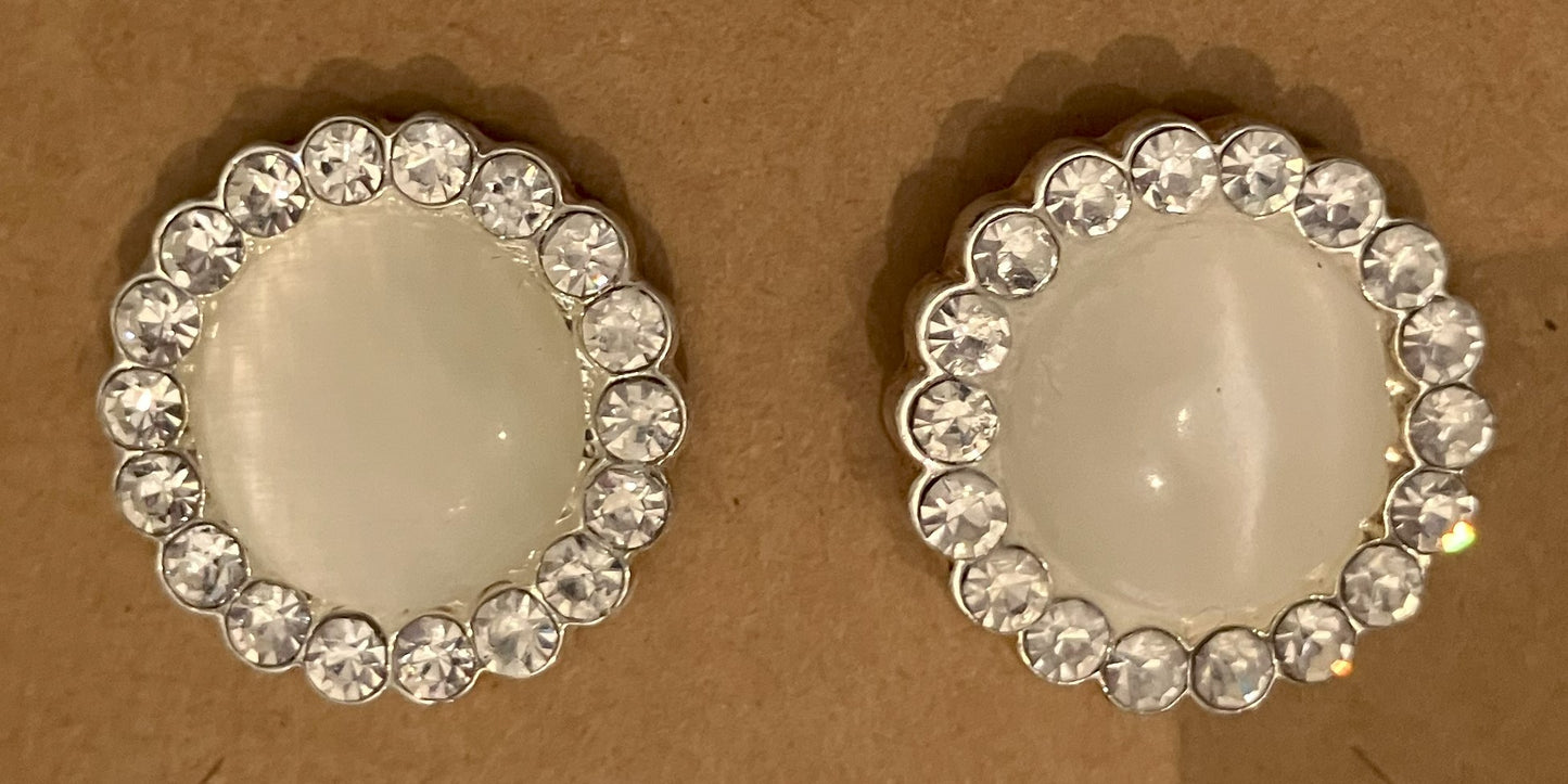 Round stone with clear stone halo earrings