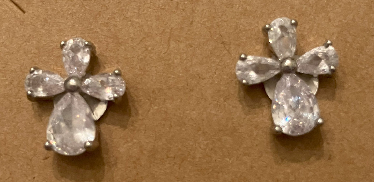 Cross earrings with clear stones