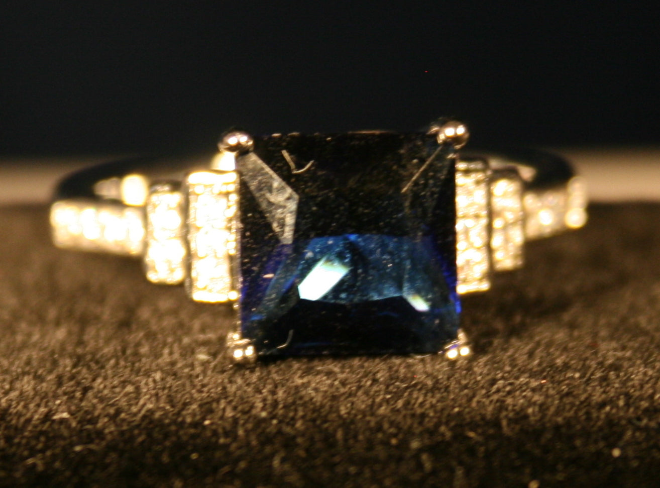 Square blue gemstone