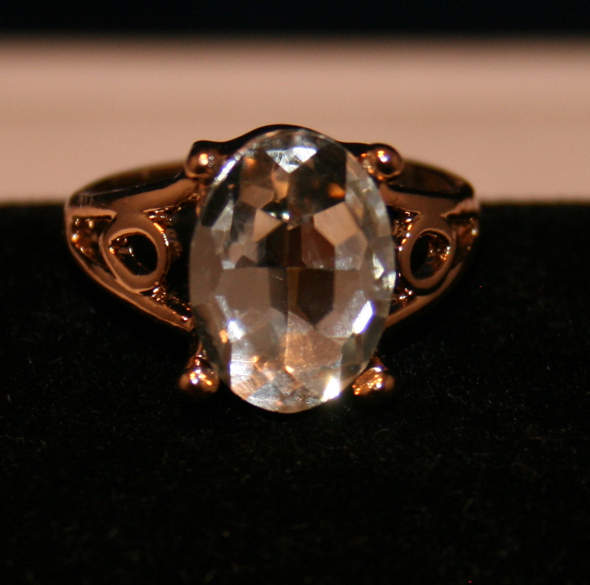 oval-shaped, clear faceted gemstone